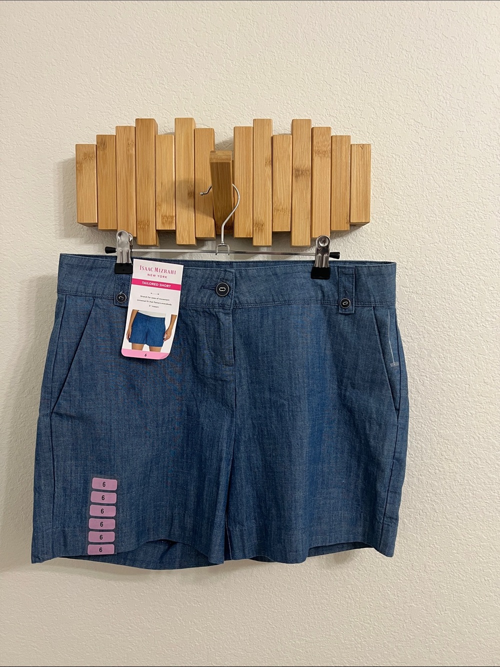 Isaac Mizrahi Dark Blue Denim Tailored Shorts